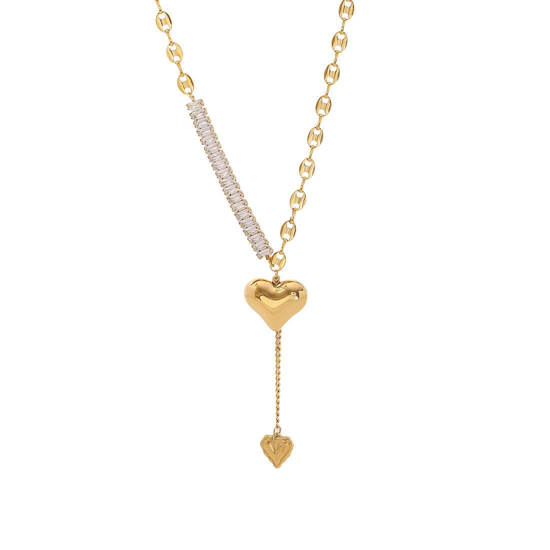 Aelina Diamond Heart Necklace - 18K Gold Anti-Tarnish