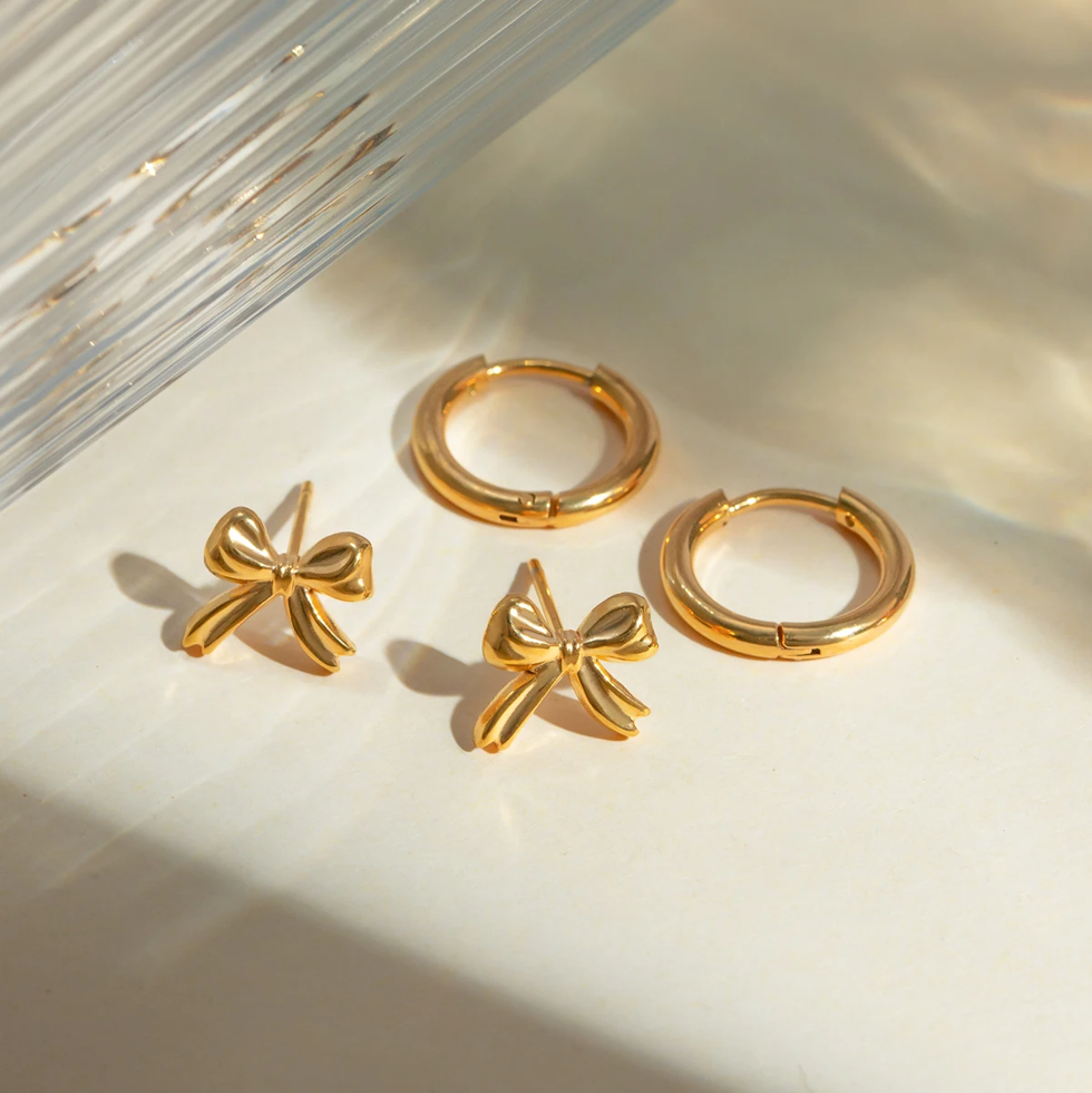 Ishita Dainty Earrings (Pair Of 2 Earrings) - 18K Gold Anti-Tarnish