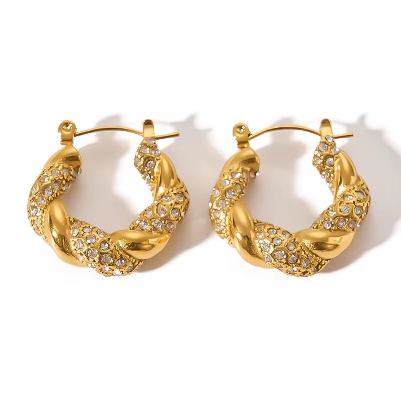 Elaine Crystal Gold Hoops – 18K Gold Anti-Tarnish