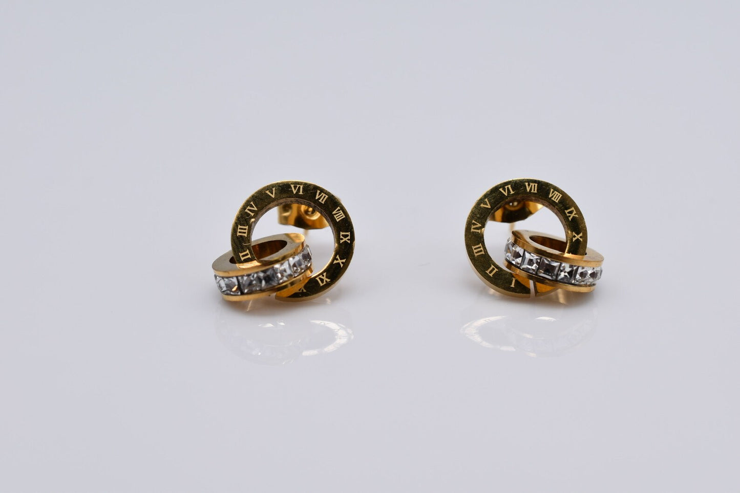 Elysia Roman Circle Earrings-Rose Gold Anti-Tarnish
