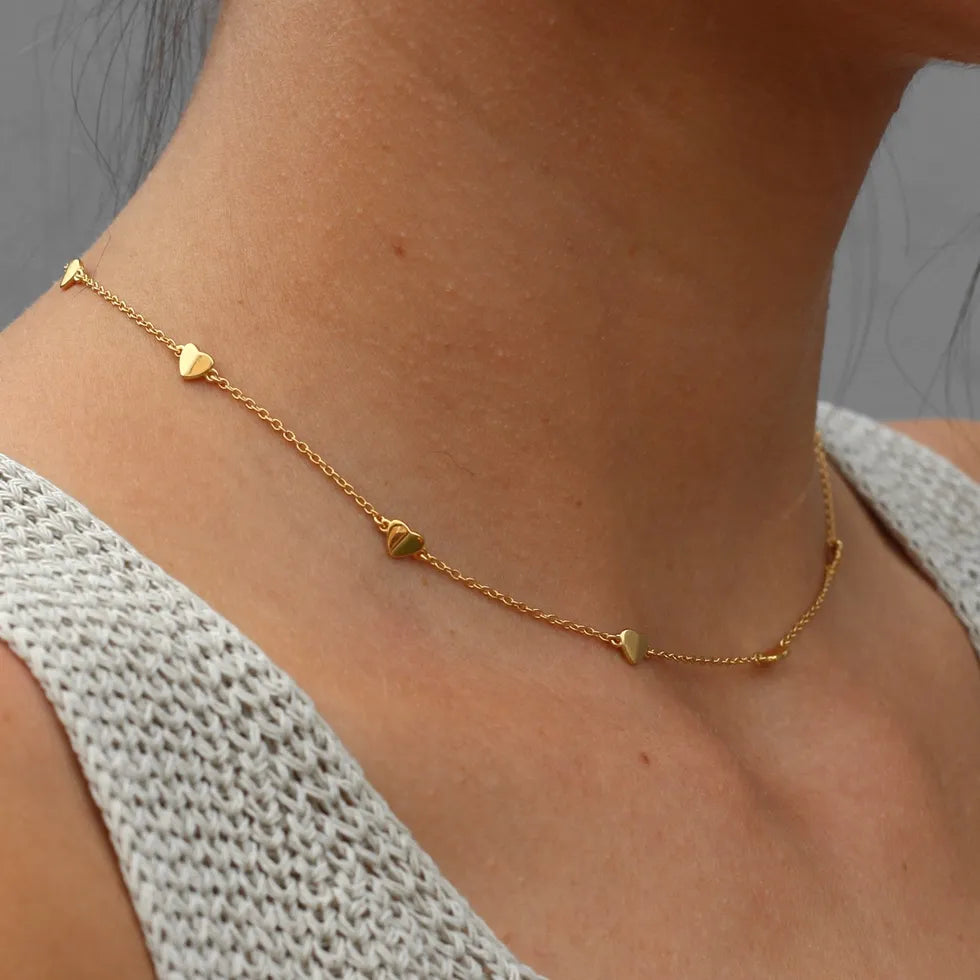 Mia Dainty Multi heart Necklace - 18K Gold Anti-Tarnish