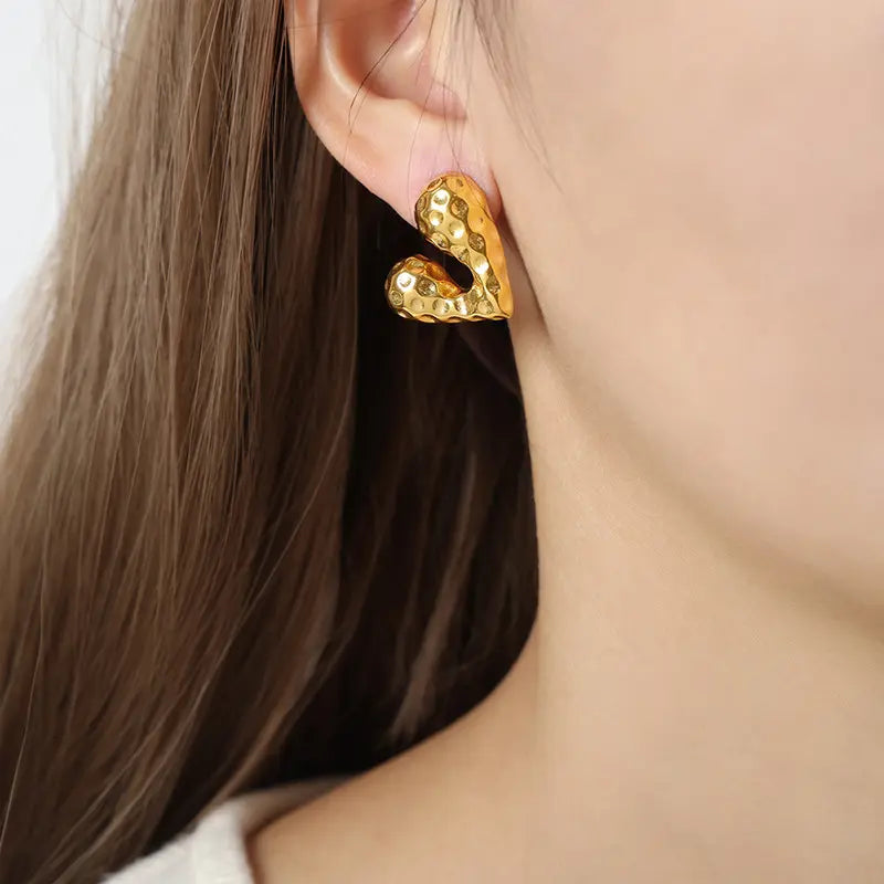 Yuga Heart Earrings - 18K Gold Plated