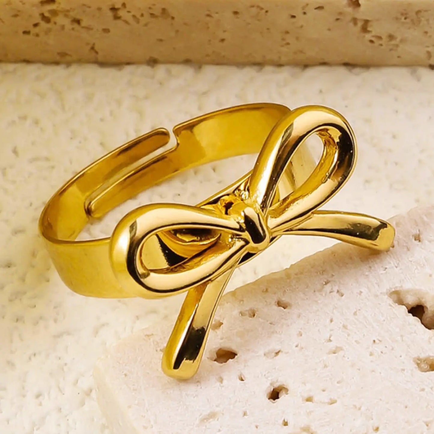 Veena Minimal Bow ring- 18K Gold Anti-Tarnish