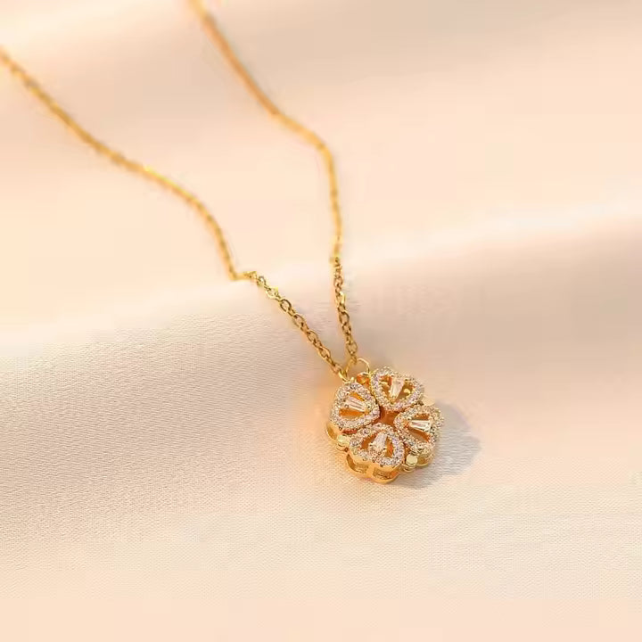 Elsa 4-Pcs Heart Magnetic Clover Necklace - 18K Gold Anti-Tarnish