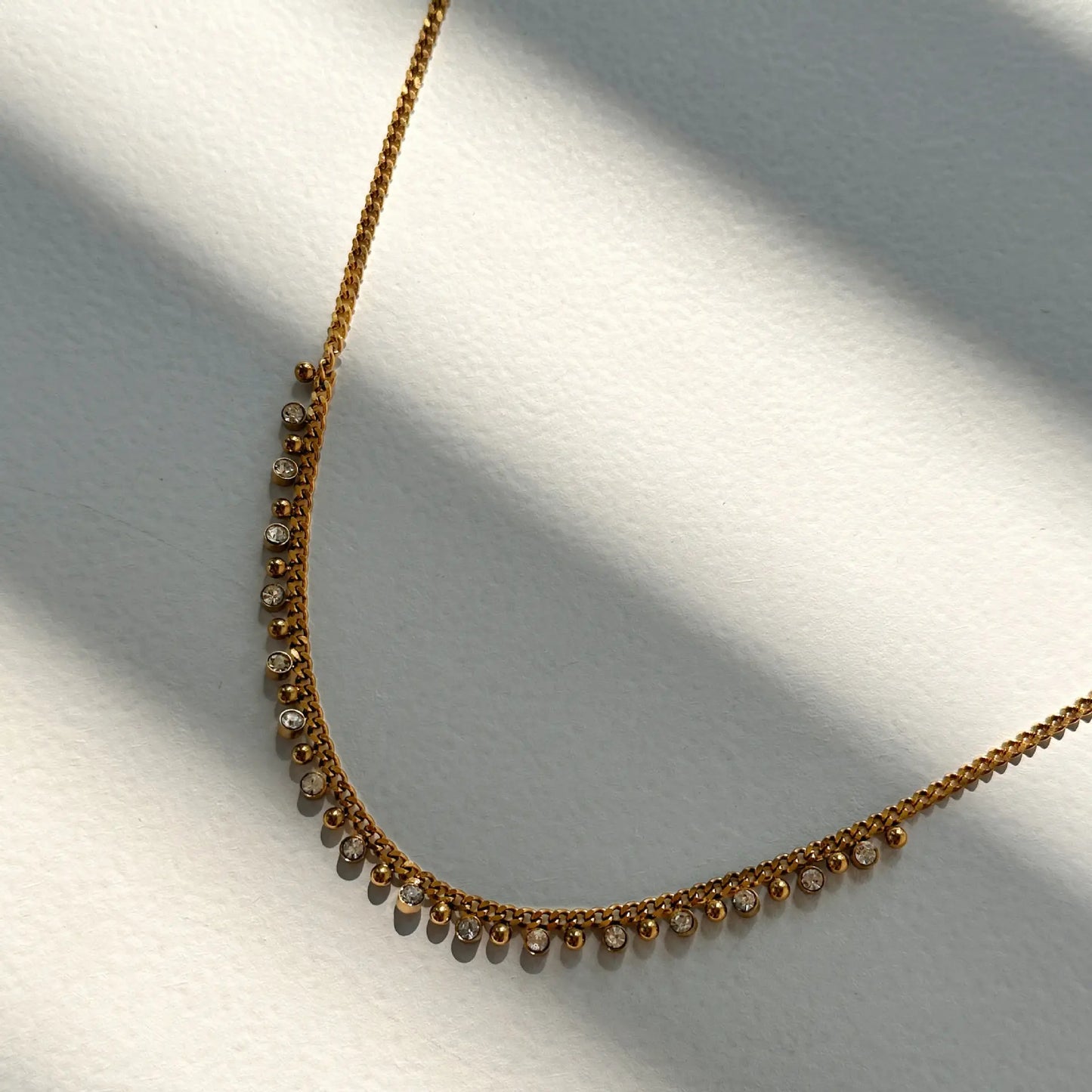 Zahra Zirconia Chain Necklace – 18K Gold Anti-Tarnish