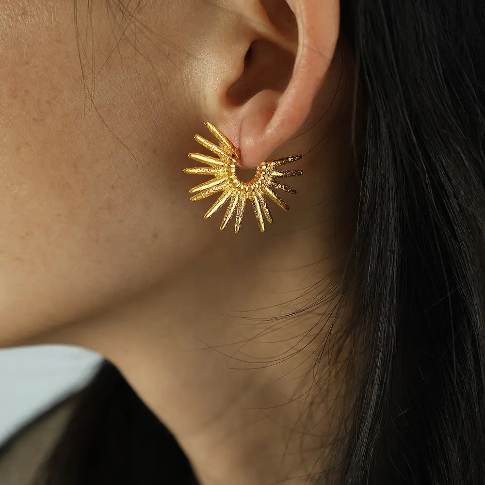 Sun Stud Earrings - 18K Gold Anti-Tarnish