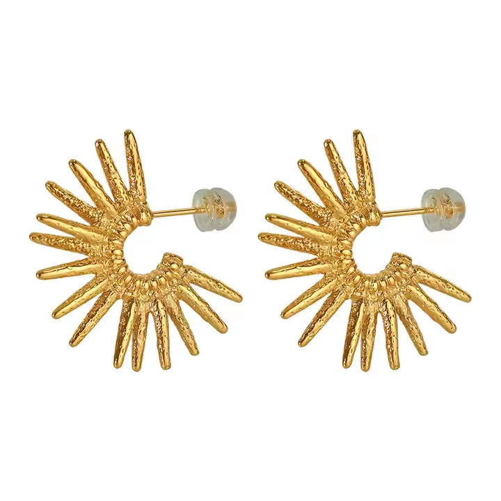 Sun Stud Earrings - 18K Gold Anti-Tarnish