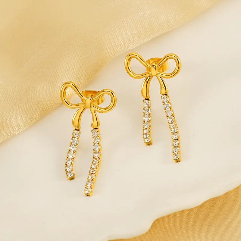 Jona Bow Earrings - 18K Gold Plated