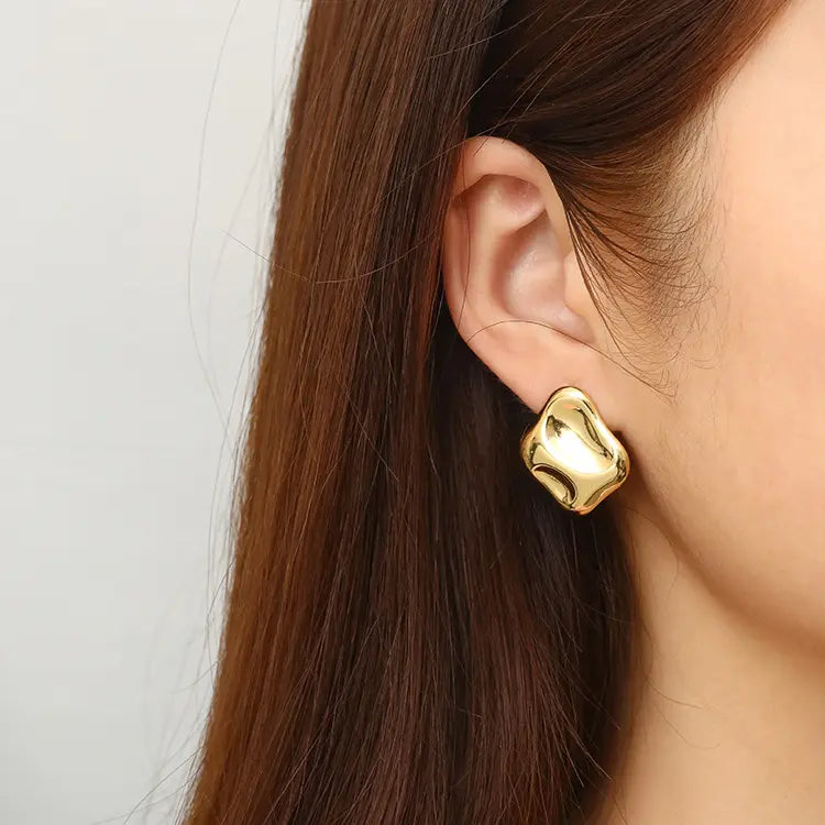 Abi Chunky Irregular Earrings - 18K Gold Plated