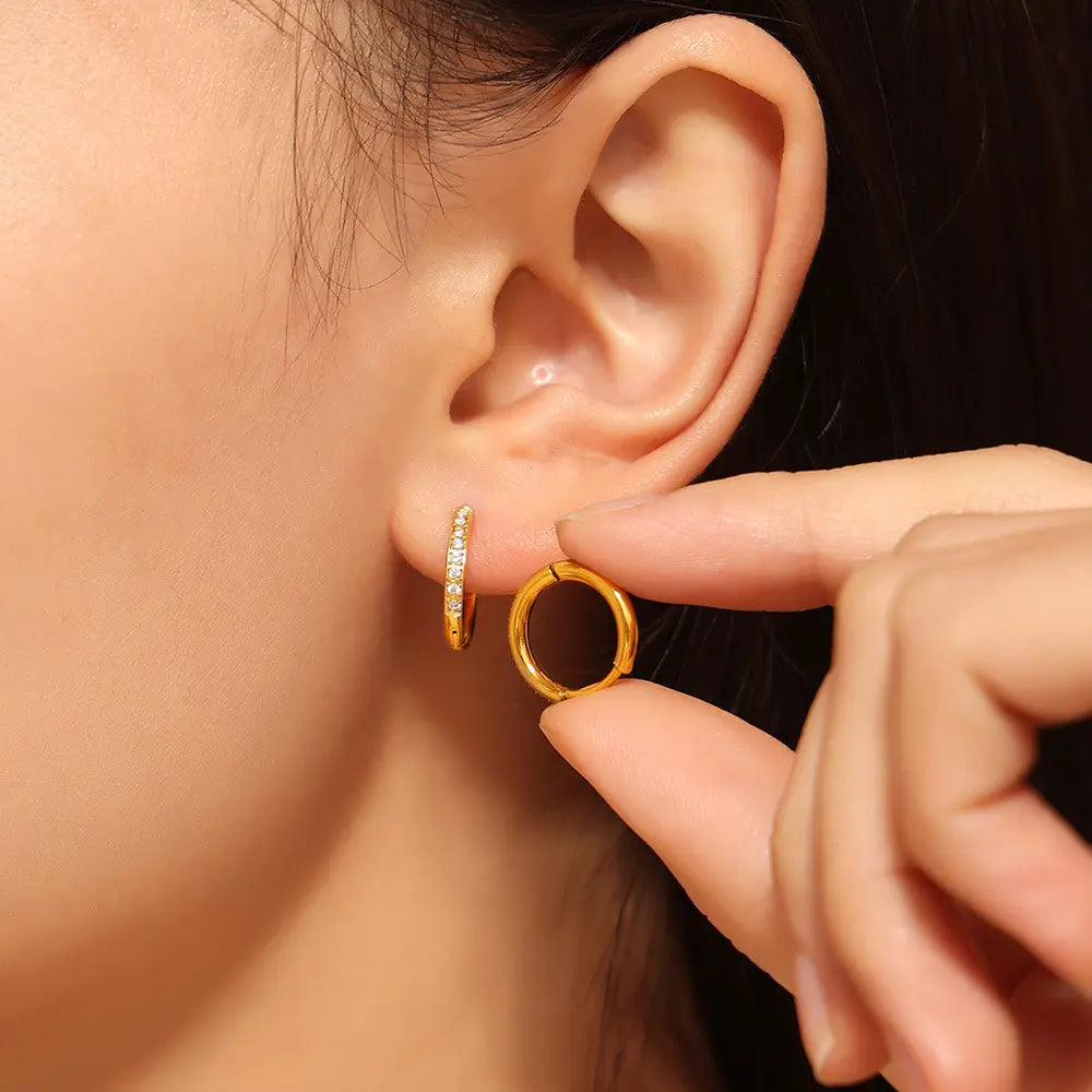 Raelyn Aura Hoops – Two-Tone 18K Gold Plated with Zirconia Accents