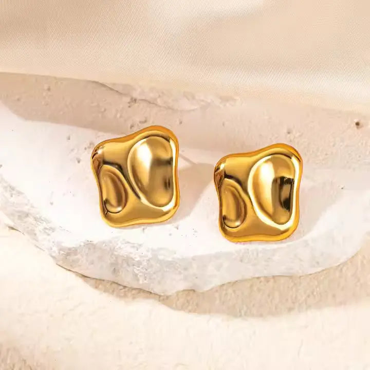 Abi Chunky Irregular Earrings - 18K Gold Plated