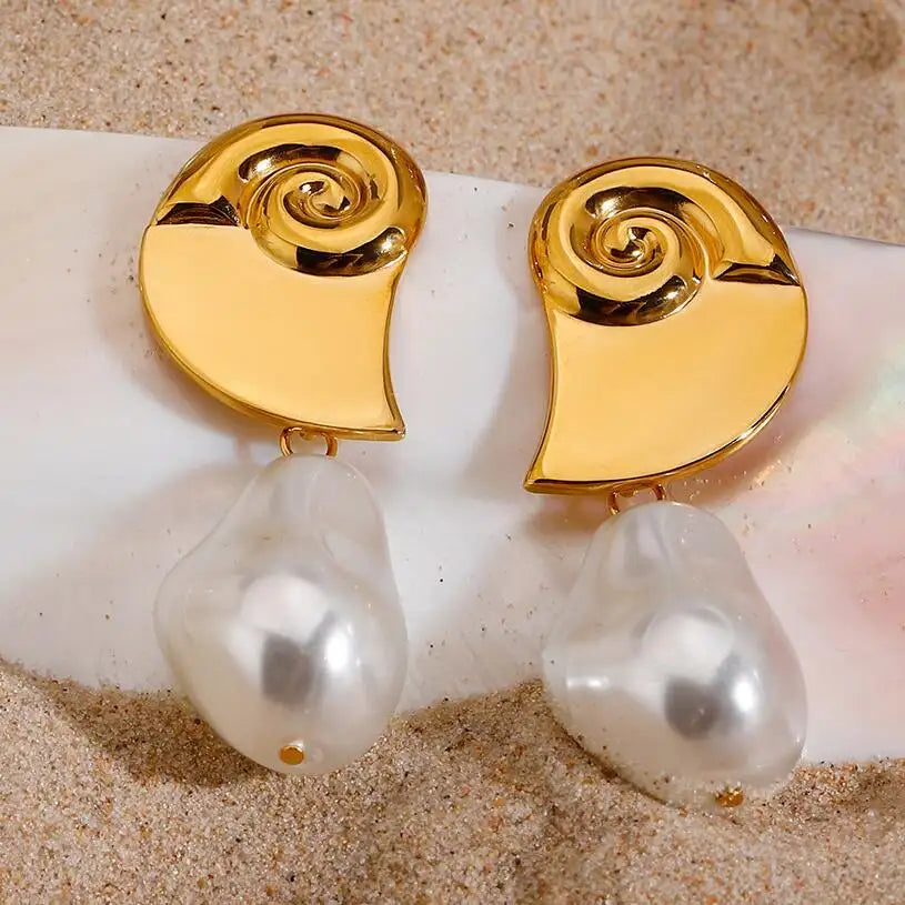 Heera Chunky Pearl Earrings - 18K Gold Anti-Tarnish