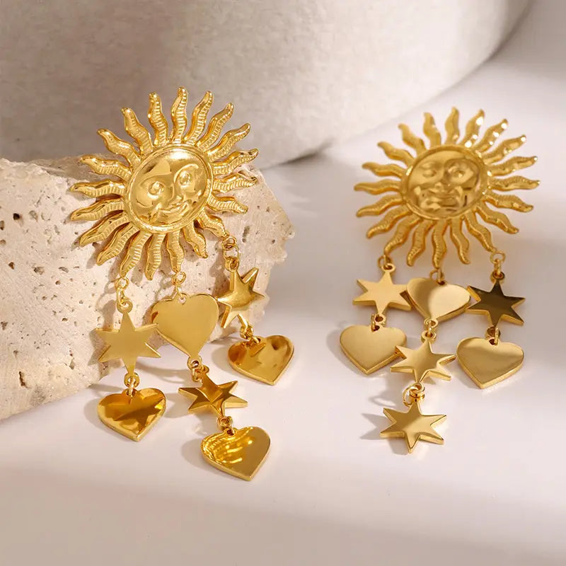 Mithra Sunflower Earring - 18K Gold Plated
