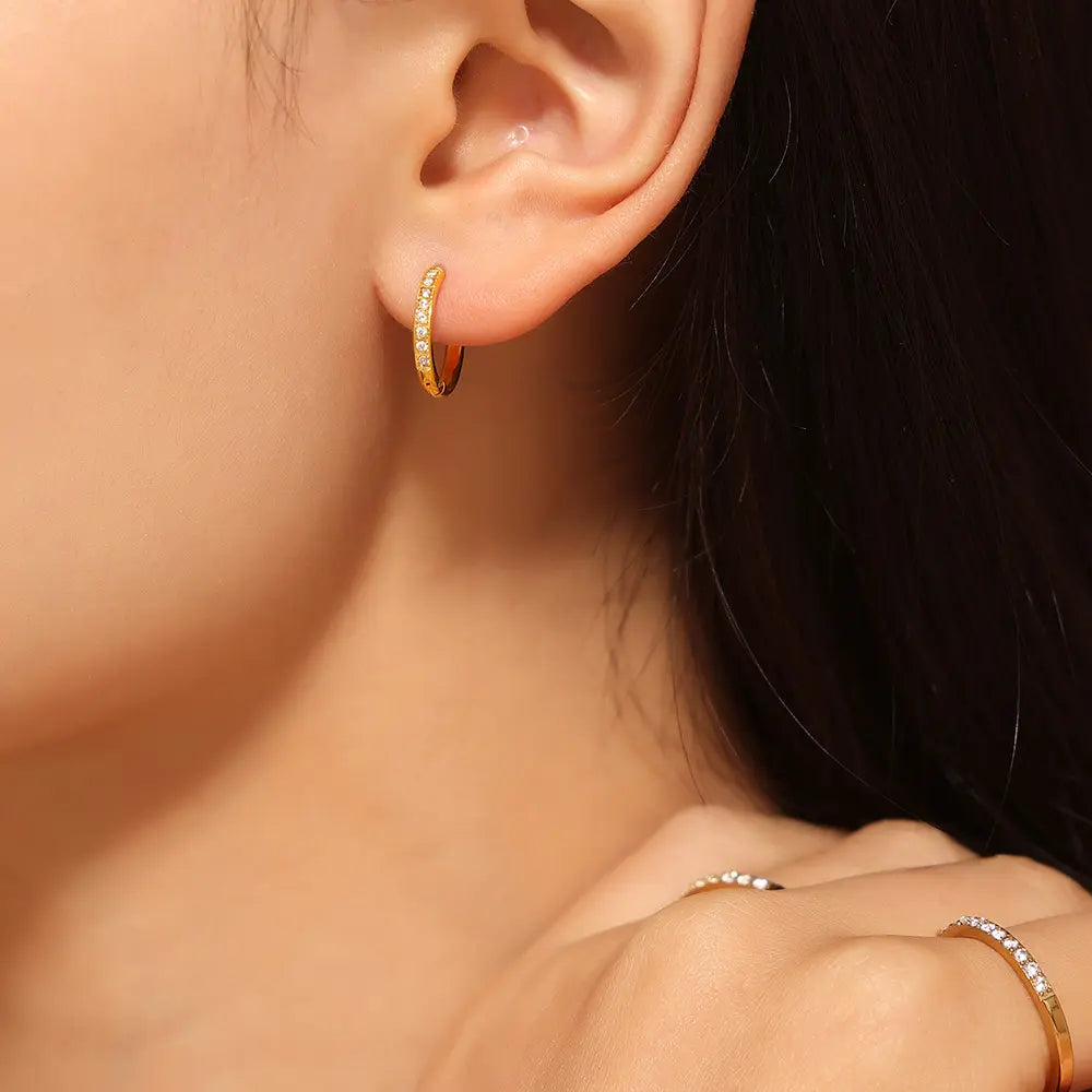 Raelyn Aura Hoops – Two-Tone 18K Gold Plated with Zirconia Accents