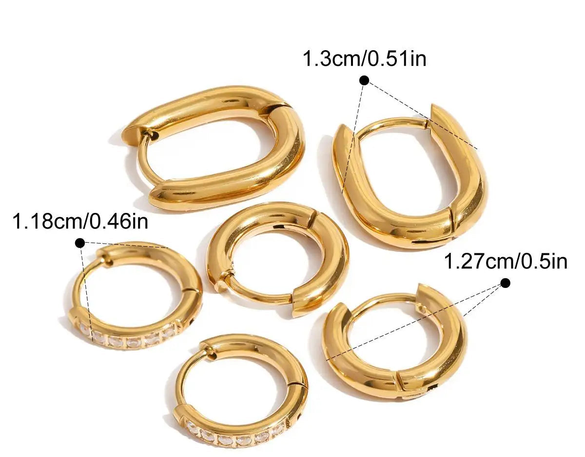 Riya Dainty Earrings (Pair Of 3 Earrings) - 18K Gold Anti-Tarnish