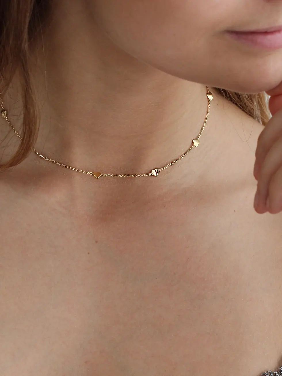 Mia Dainty Multi heart Necklace - 18K Gold Anti-Tarnish