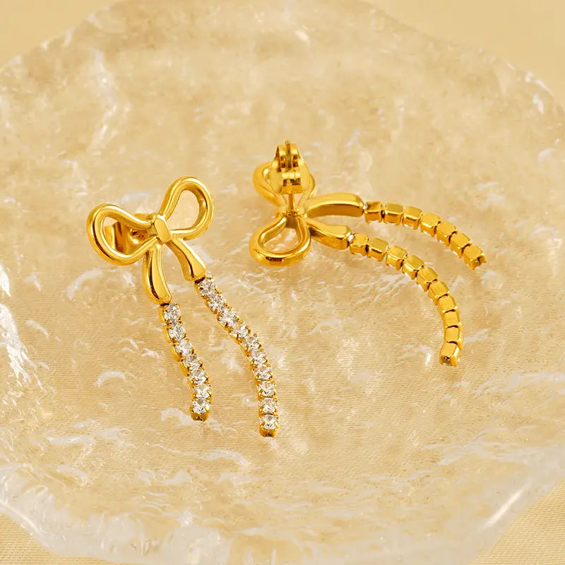 Jona Bow Earrings - 18K Gold Plated