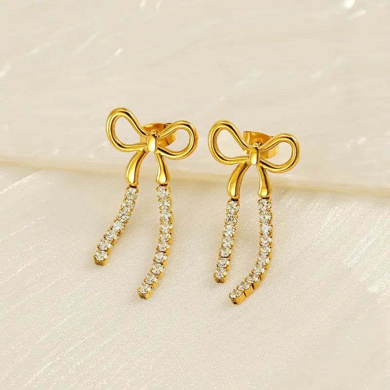 Jona Bow Earrings - 18K Gold Plated