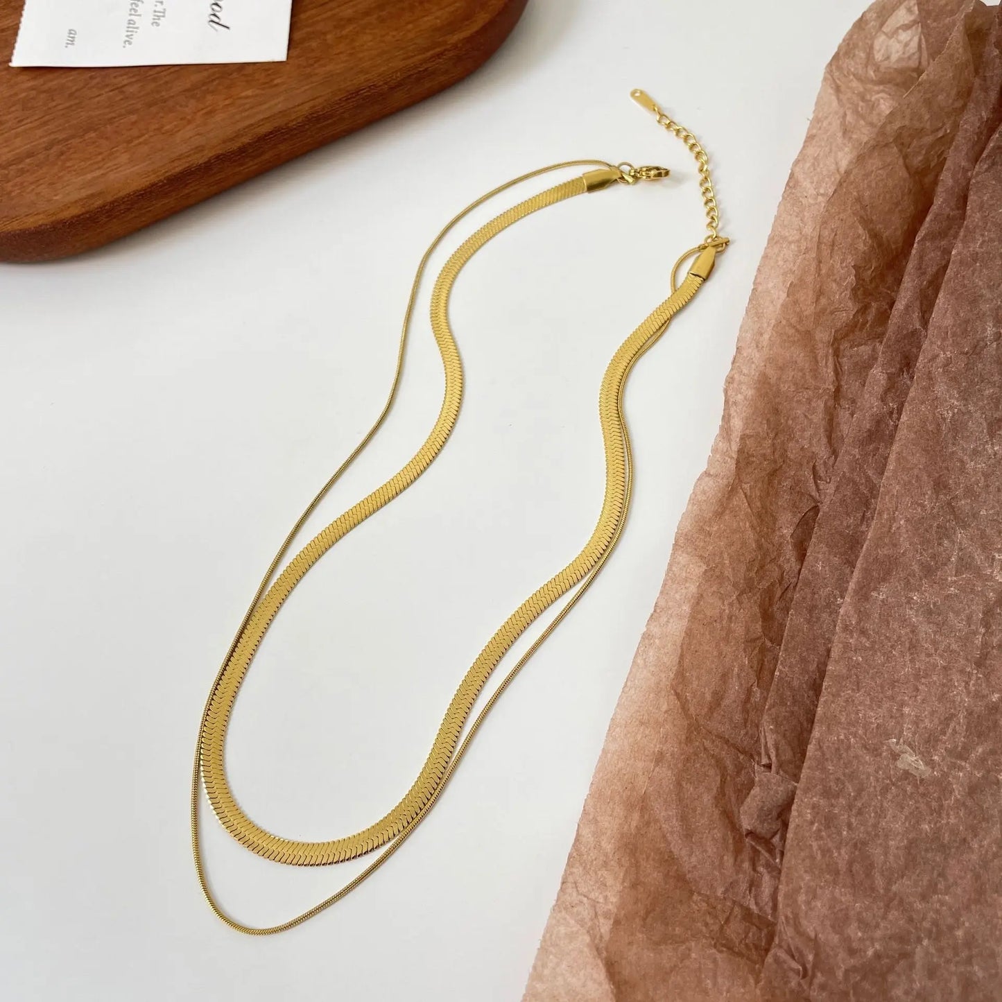 Greta Layered Chain Necklace – 18K Gold Anti-Tarnish