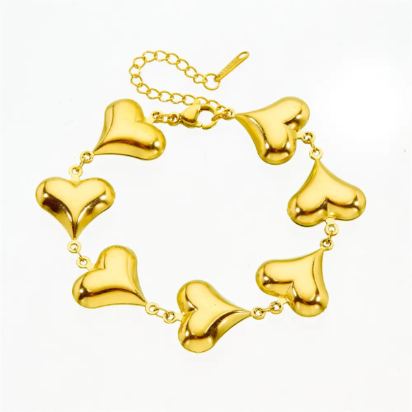 Heart chunky Bracelet - 18K Gold Anti-Tarnish