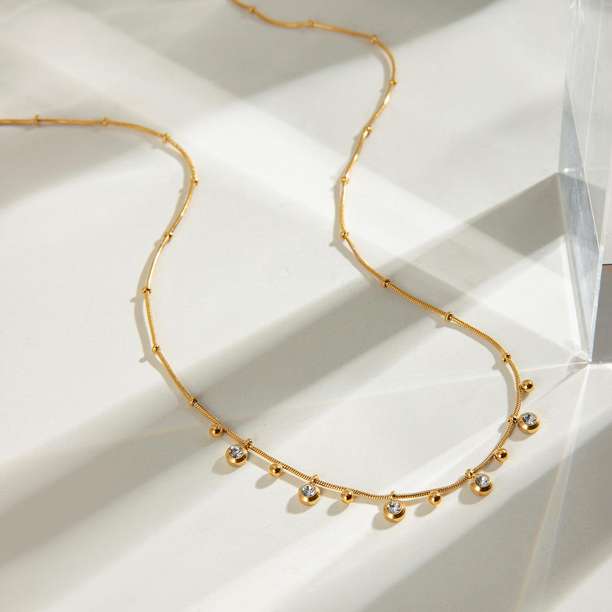 Multi-Diamond Chain Necklace - 18K Gold Anti-Tarnish