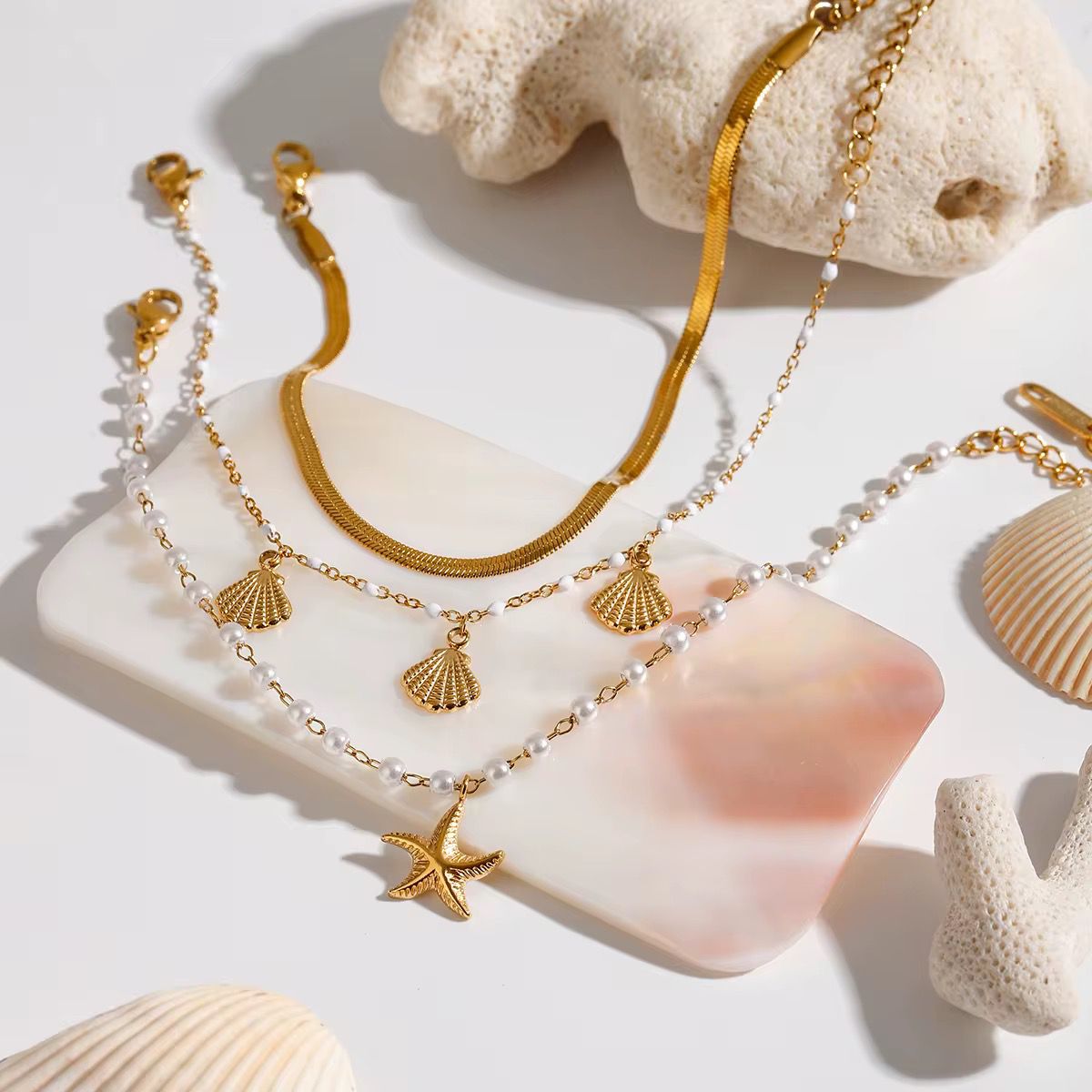 Salty and Golden Stack Bracelet – 18K Gold Anti-Tarnish