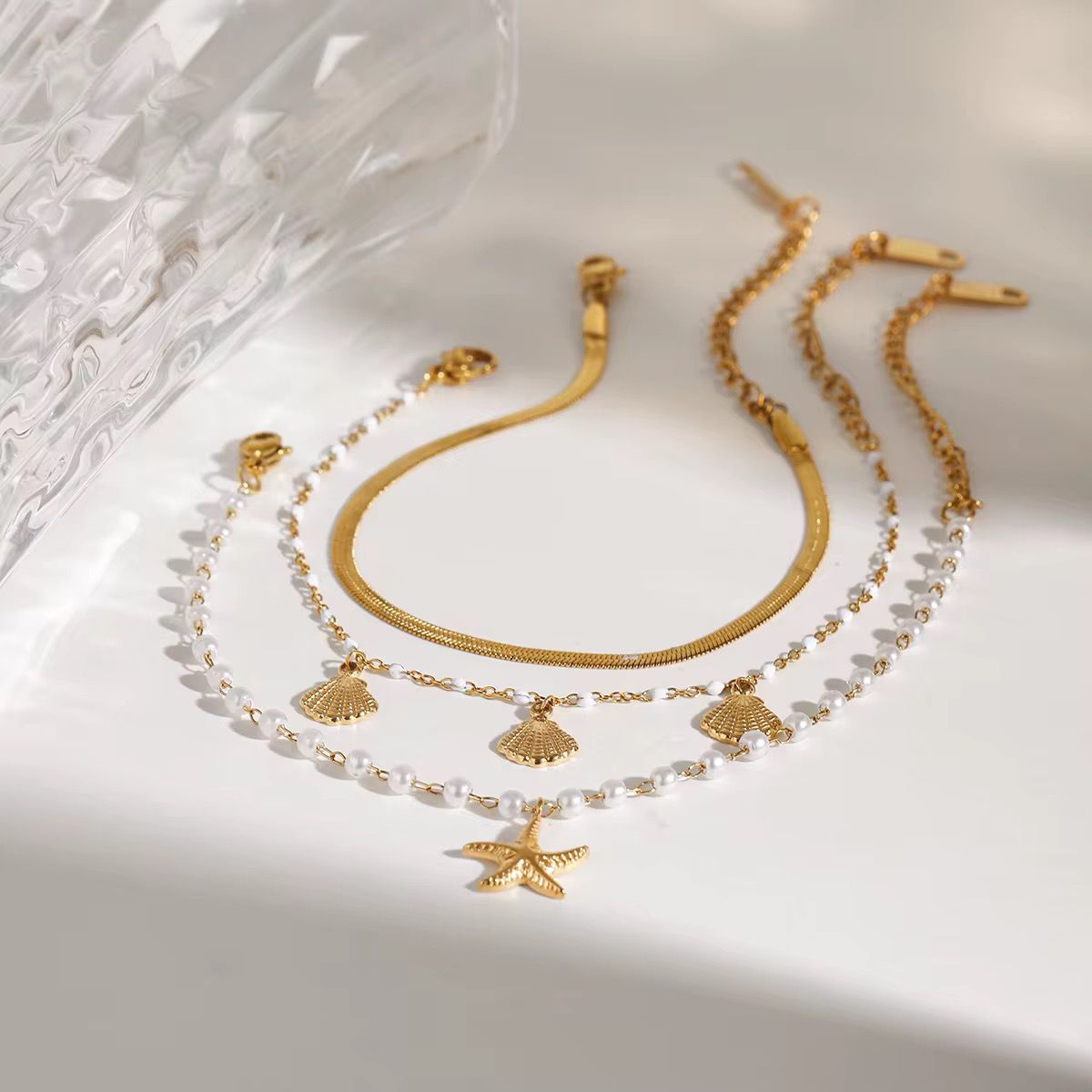 Salty and Golden Stack Bracelet – 18K Gold Anti-Tarnish