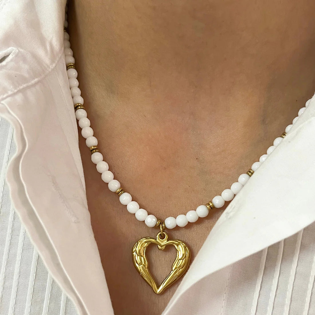 Alaya Pearl Heart Necklace - 18K Gold Anti-Tarnish