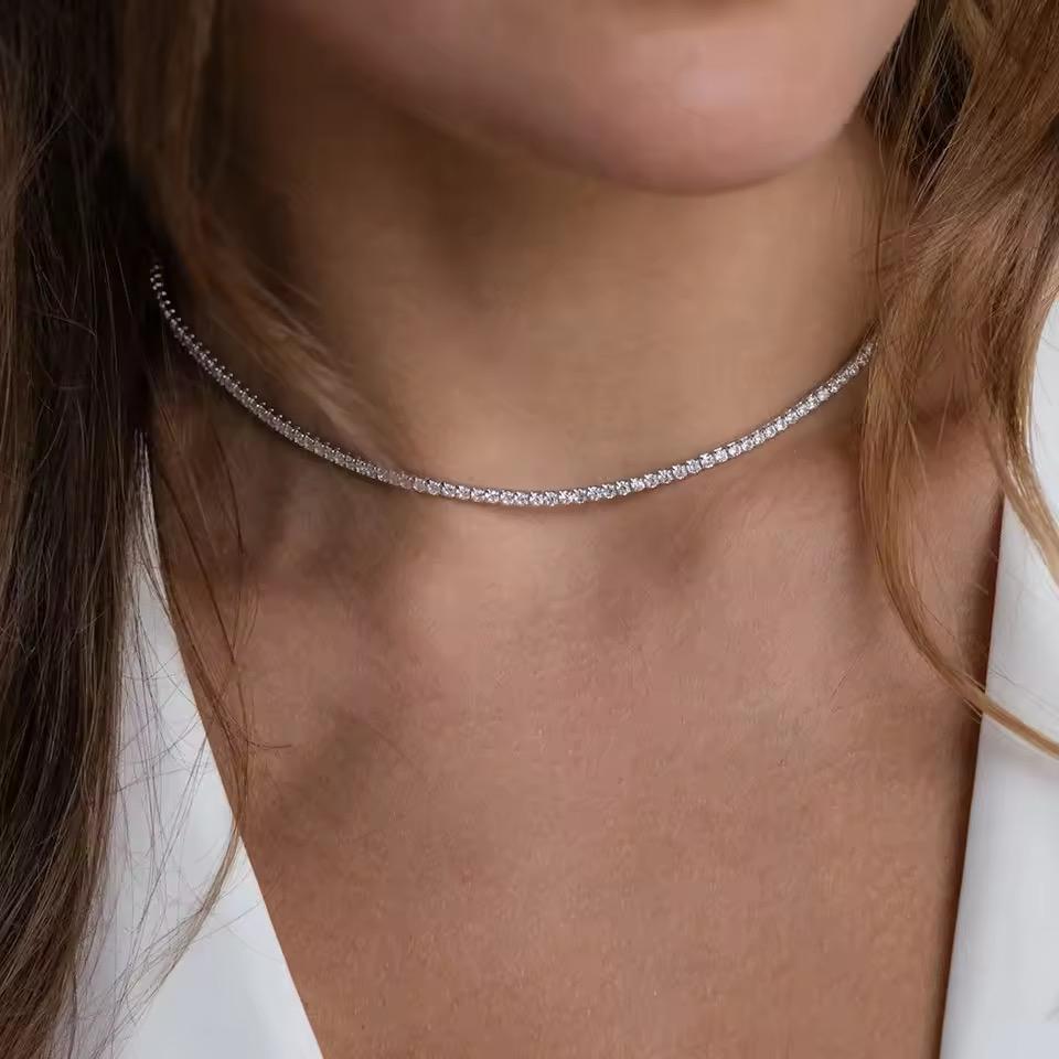 Tennis Chocker Necklace- 18K Gold Anti-Tarnish