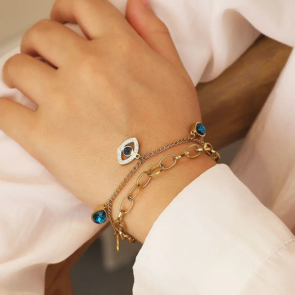 The Azure Gaze Bracelet – 18K Gold Anti-Tarnish