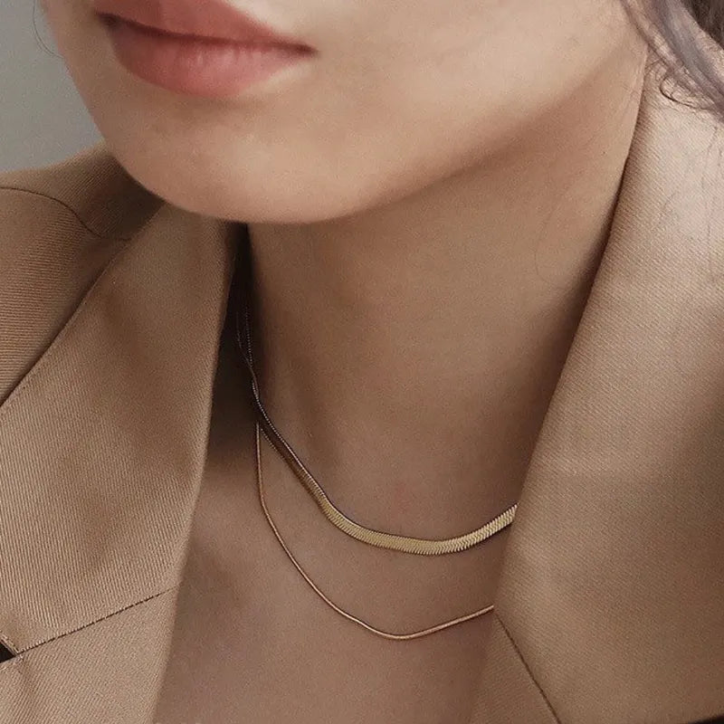 Greta Layered Chain Necklace – 18K Gold Anti-Tarnish
