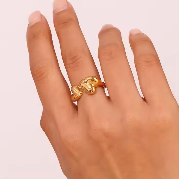 Sri Double heart Ring - 18K Gold Plated
