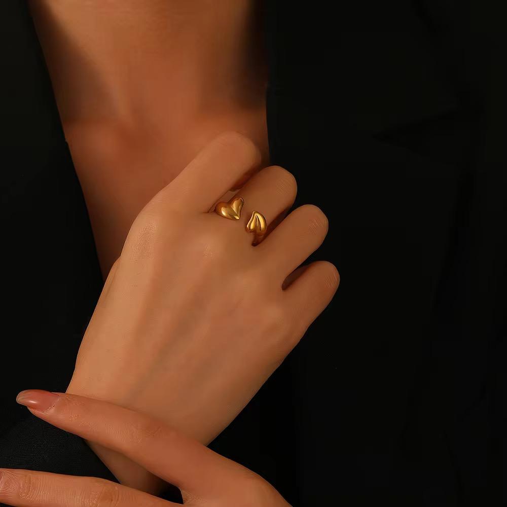 Sri Double heart Ring - 18K Gold Plated