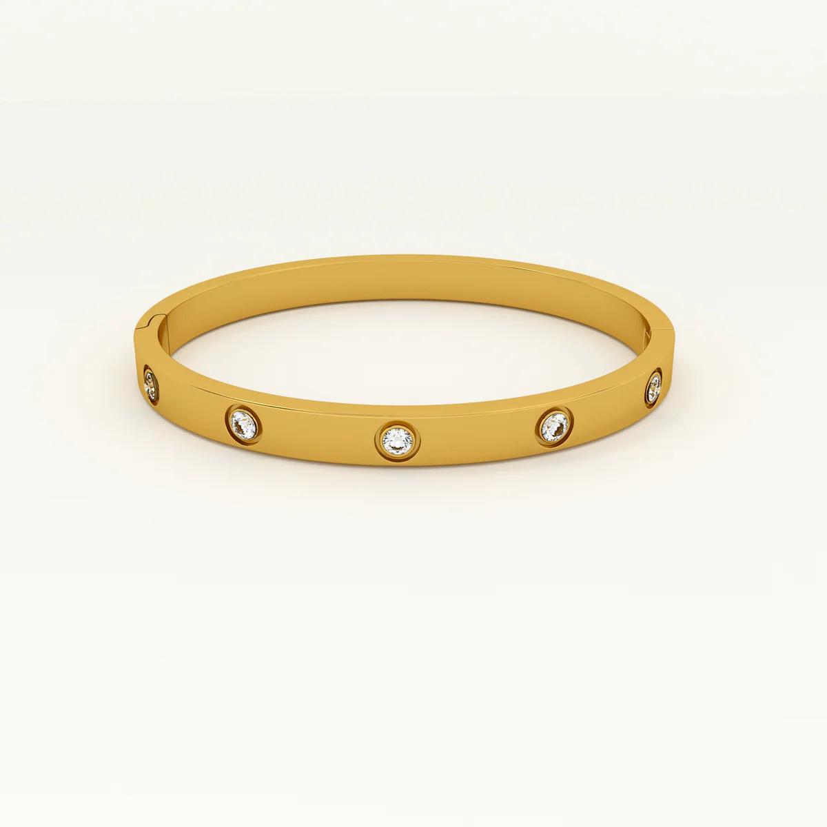 Crystal Love Bangle Bracelet – 18K Gold Anti-Tarnish