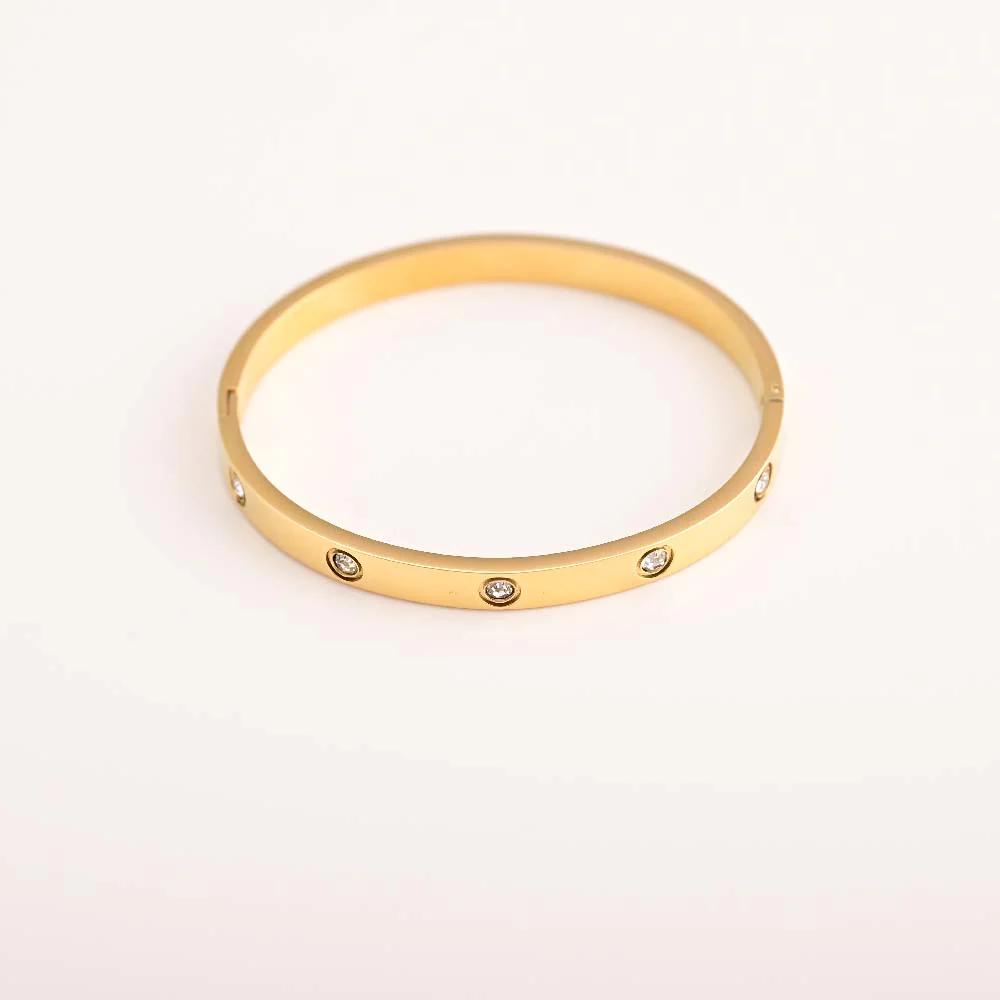 Crystal Love Bangle Bracelet – 18K Gold Anti-Tarnish