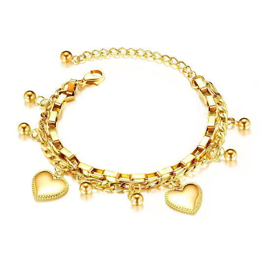 Eternal Heart Charm Bracelet – 18K Gold Anti-Tarnish