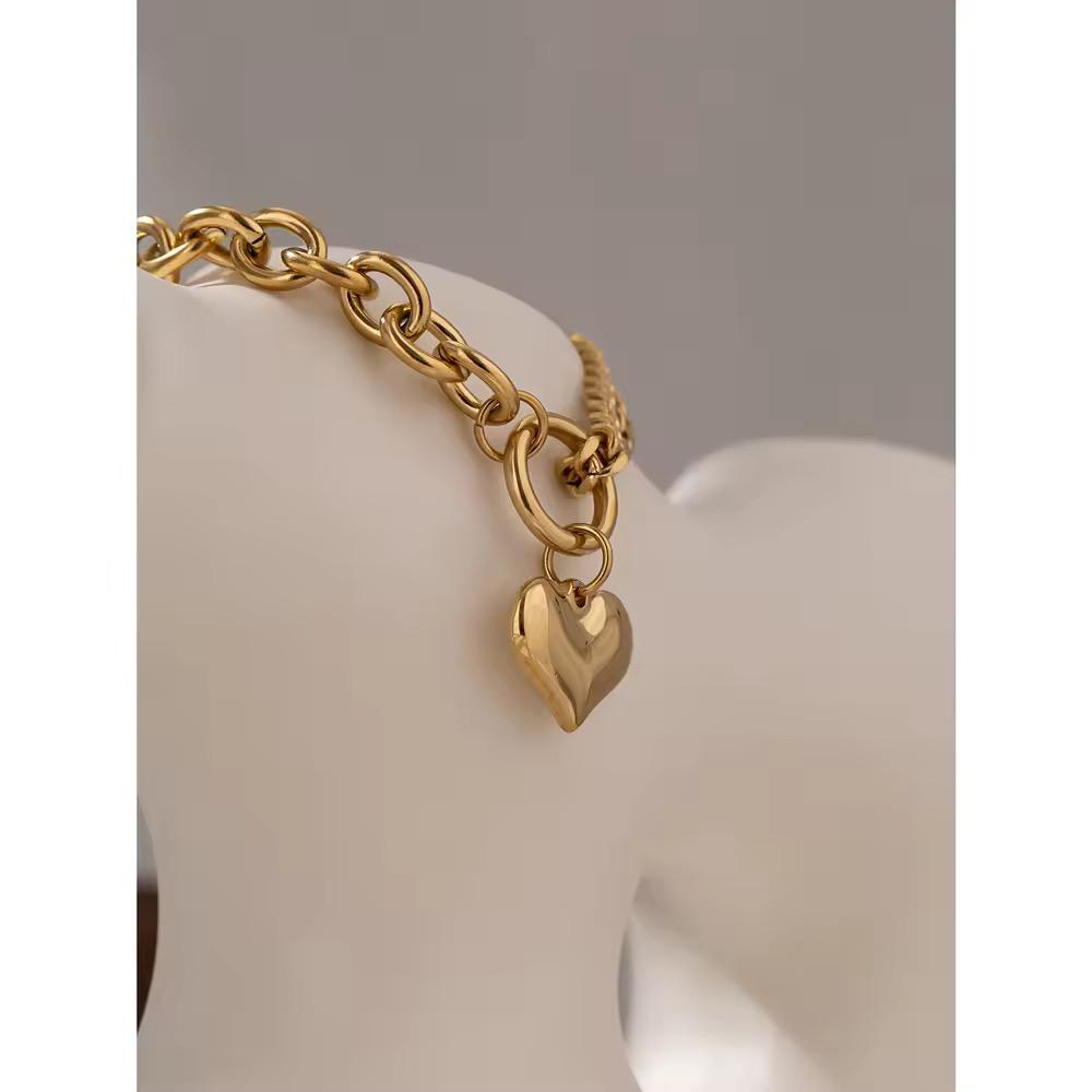 Chunky Heart Chain Bracelet – 18K Gold Anti-Tarnish