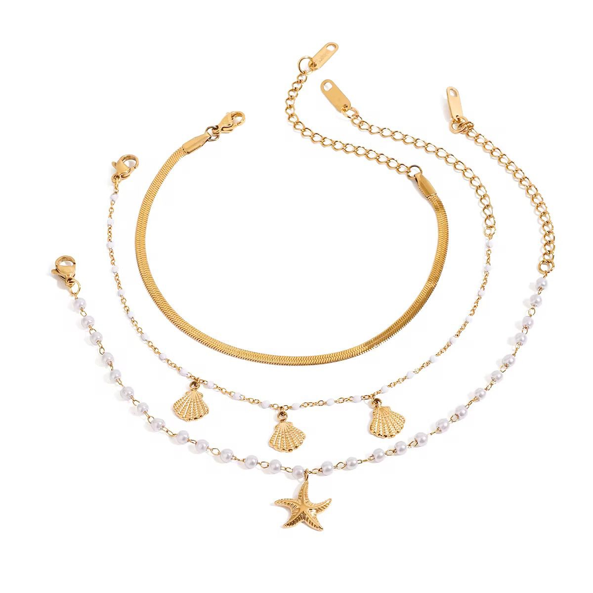 Salty and Golden Stack Bracelet – 18K Gold Anti-Tarnish