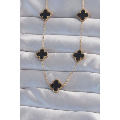 Tira Black Clover Necklace - 18K Gold Plated