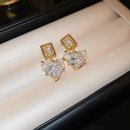Adelina Heart AD Stone Earrings - 18K Gold Anti-Tarnish