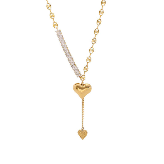 Aelina Diamond Heart Necklace - 18K Gold Anti-Tarnish