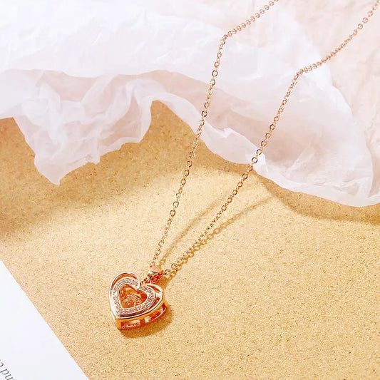 Anya Double Heart Necklace - 18K Gold Anti-Tarnish