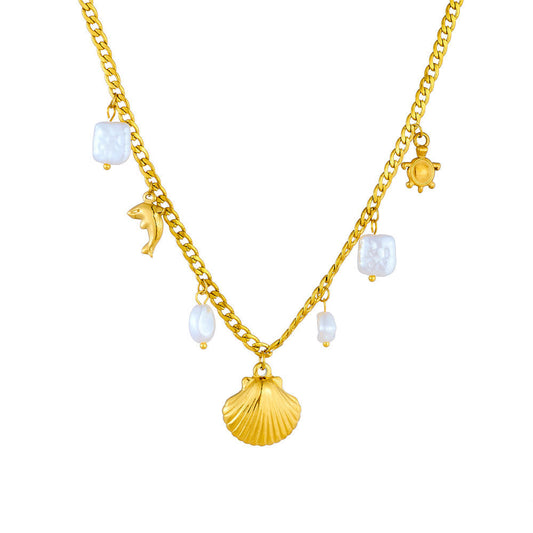 Aurielle Pearl Shell Necklace - 18K Gold Anti-Tarnish