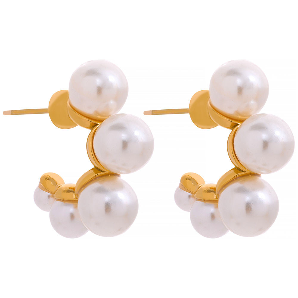 Bella Plated Pearl Earrings - 18K Gold Anti-Tarnish