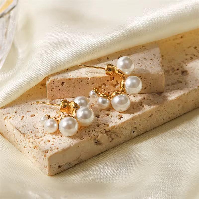 Bella Plated Pearl Earrings - 18K Gold Anti-Tarnish