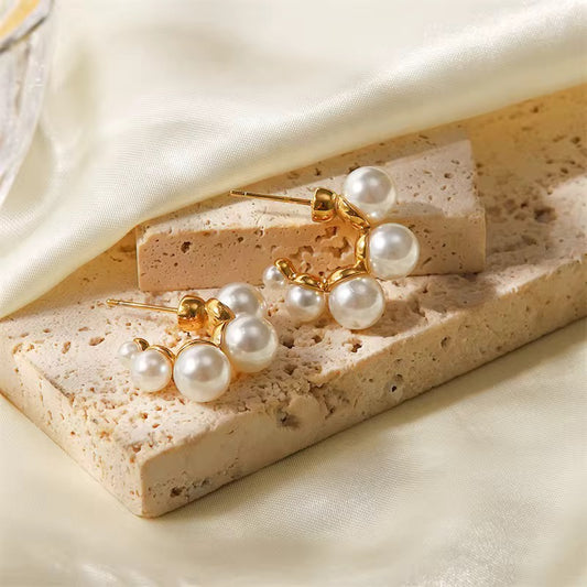 Bella Plated Pearl Earrings - 18K Gold Anti-Tarnish