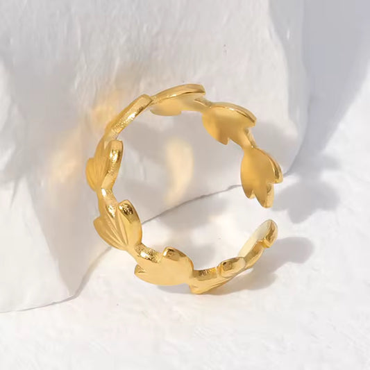 Camila Leaf Whisper - 18K Gold Plated Anti-Tarnish Ring