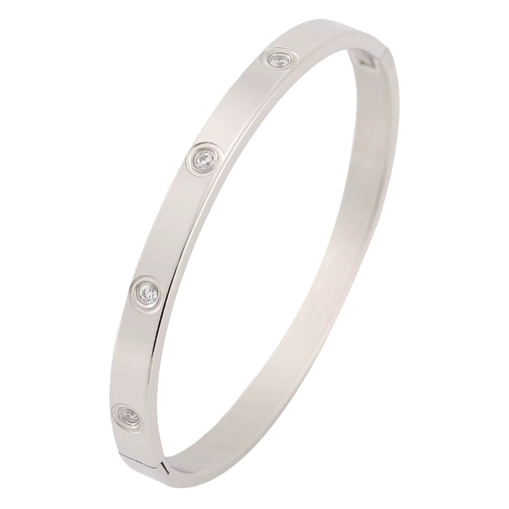 Crystal Bangle Bracelet – 18K Gold Anti-Tarnish