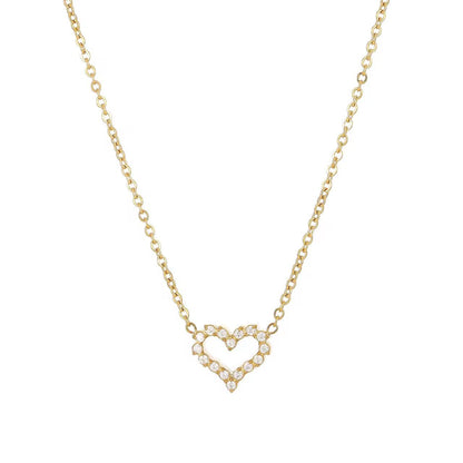 Diamond Heart Necklace - 18K Gold Anti-Tarnish