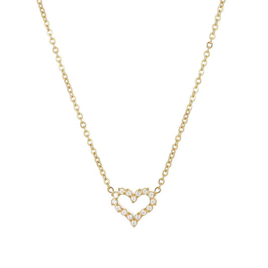 Diamond Heart Necklace - 18K Gold Anti-Tarnish